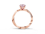 Rose gold Fancy Pink Oval Cut Diamond Engagement Ring with Side Stone Accents and Four-Prong Setting_63