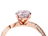 Rose gold Fancy Pink Oval Cut Diamond Engagement Ring with Side Stone Accents and Four-Prong Setting_64