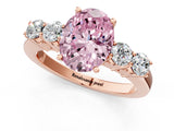 Rose gold Fancy Pink Oval  Cut Diamond Five-Stone Prong Set White Gold Ring_33