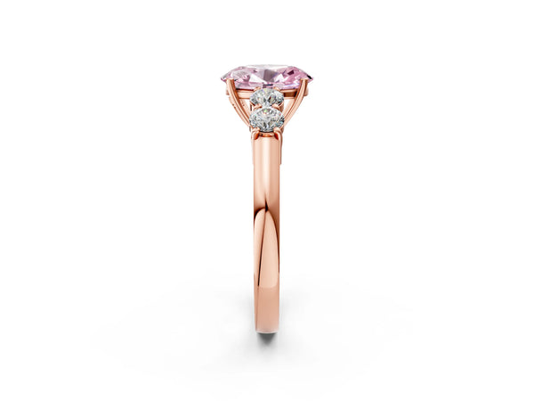 Rose gold Fancy Pink Oval  Cut Diamond Five-Stone Prong Set White Gold Ring