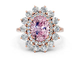 Rose gold Fancy Pink Oval Cut Diamond Floral Double Halo Engagement Ring with Prong Setting_24