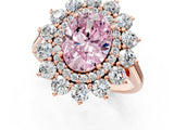 Rose gold Fancy Pink Oval Cut Diamond Floral Double Halo Engagement Ring with Prong Setting_25