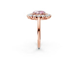 Rose gold Fancy Pink Oval Cut Diamond Floral Double Halo Engagement Ring with Prong Setting_26