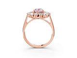 Rose gold Fancy Pink Oval Cut Diamond Floral Double Halo Engagement Ring with Prong Setting_27