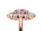 Rose gold Fancy Pink Oval Cut Diamond Floral Double Halo Engagement Ring with Prong Setting_29