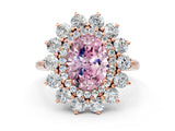 Rose gold Fancy Pink Oval Cut Diamond Floral Double Halo Engagement Ring with Prong Setting_60