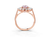 Rose gold Fancy Pink Oval Cut Diamond Floral Double Halo Engagement Ring with Prong Setting_63