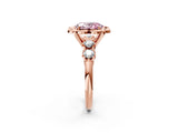 Rose gold Fancy Pink Oval  Cut Diamond Floral Halo Engagement Ring with Shared Prong Setting 2