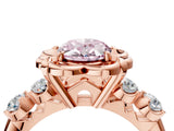 Rose gold Fancy Pink Oval  Cut Diamond Floral Halo Engagement Ring with Shared Prong Setting 4