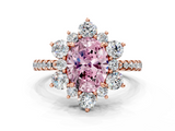 Rose gold Fancy Pink Oval  Cut Diamond Floral Halo Pave Band with Prong Setting_37