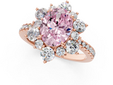 Rose gold Fancy Pink Oval  Cut Diamond Floral Halo Pave Band with Prong Setting_38
