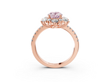 Rose gold Fancy Pink Oval  Cut Diamond Floral Halo Pave Band with Prong Setting_40