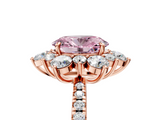Rose gold Fancy Pink Oval  Cut Diamond Floral Halo Pave Band with Prong Setting_42