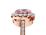 Rose gold Fancy Pink Oval Cut Diamond Floral Halo Ring with Pavé Band and Prong Setting_8