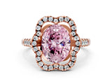 Rose gold Fancy Pink Oval Cut Diamond Floral Halo Split Shank Prong Setting Ring