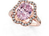 Rose gold Fancy Pink Oval Cut Diamond Floral Halo Split Shank Prong Setting Ring_1