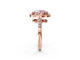 Rose gold Fancy Pink Oval Cut Diamond Floral Halo Split Shank Prong Setting Ring_2