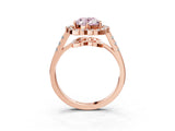 Rose gold Fancy Pink Oval Cut Diamond Floral Halo Split Shank Prong Setting Ring_3
