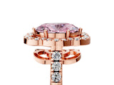 Rose gold Fancy Pink Oval Cut Diamond Floral Halo Split Shank Prong Setting Ring_5