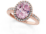 Rose gold Fancy Pink Oval Cut Diamond Halo Engagement Ring with Pavé Band and Prong Setting_28