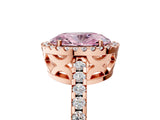 Rose gold Fancy Pink Oval Cut Diamond Halo Engagement Ring with Pavé Band and Prong Setting_32