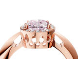 Rose gold Fancy Pink Oval  Cut Diamond Halo Engagement Ring with Split Shank and Four-Prong Setting_94