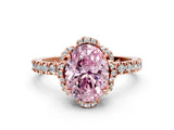 Rose gold Fancy Pink Oval Cut Diamond Halo Pave Band with Four-Prong Setting_3