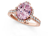 Rose gold Fancy Pink Oval Cut Diamond Halo Pave Band with Four-Prong Setting_4
