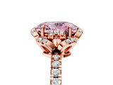 Rose gold Fancy Pink Oval Cut Diamond Halo Pave Band with Four-Prong Setting_8