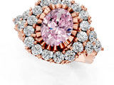 Rose gold Fancy Pink Oval Cut Diamond Halo Ring with Pavé Band and Four-Prong Setting_42
