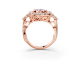 Rose gold Fancy Pink Oval Cut Diamond Halo Ring with Pavé Band and Four-Prong Setting_44