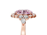 Rose gold Fancy Pink Oval Cut Diamond Halo Ring with Pear Side Stones and Prong Setting_88