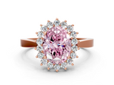 Rose gold Fancy Pink Oval  Cut Diamond Halo Ring with Round Brilliant Halo and Solitaire Band_102