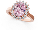 Rose gold Fancy Pink Oval  Cut Diamond Halo Ring with Round Brilliant Halo and Solitaire Band_103
