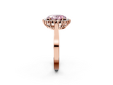 Rose gold Fancy Pink Oval  Cut Diamond Halo Ring with Round Brilliant Halo and Solitaire Band_104
