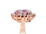 Rose gold Fancy Pink Oval  Cut Diamond Halo Ring with Round Brilliant Halo and Solitaire Band_107