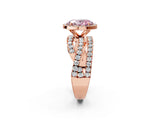 Rose gold Fancy Pink Oval Cut Diamond Halo Ring with Round Split Shank and Prong Setting_50