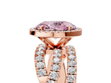 Rose gold Fancy Pink Oval Cut Diamond Halo Ring with Round Split Shank and Prong Setting_53