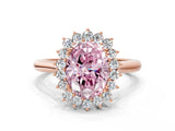 Rose gold Fancy Pink Oval  Cut Diamond Halo Ring with Solitaire Band and Prong Setting_53