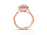 Rose gold Fancy Pink Oval  Cut Diamond Halo Ring with Solitaire Band and Prong Setting_56