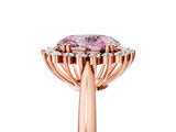 Rose gold Fancy Pink Oval  Cut Diamond Halo Ring with Solitaire Band and Prong Setting_58