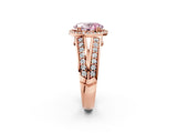 Rose gold Fancy Pink Oval Cut Diamond Halo Ring with Split Shank Pavé Band and Four-Prong Setting_2
