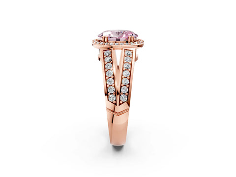 Rose gold Fancy Pink Oval Cut Diamond Halo Ring with Split Shank Pavé Band and Four-Prong Setting_2