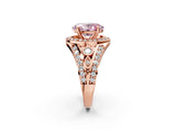 Rose gold Fancy Pink Oval Cut Diamond Halo Ring with Split Shank and Bezel Accents and Four-Prong Setting_2
