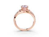 Rose gold Fancy Pink Oval Cut Diamond Halo Ring with Split Shank and Bezel Accents and Four-Prong Setting_3