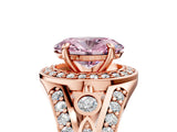 Rose gold Fancy Pink Oval Cut Diamond Halo Ring with Split Shank and Bezel Accents and Four-Prong Setting_5