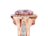 Rose gold Fancy Pink Oval Cut Diamond Halo Ring with Split Shank and Bezel Accents and Prong Setting_5