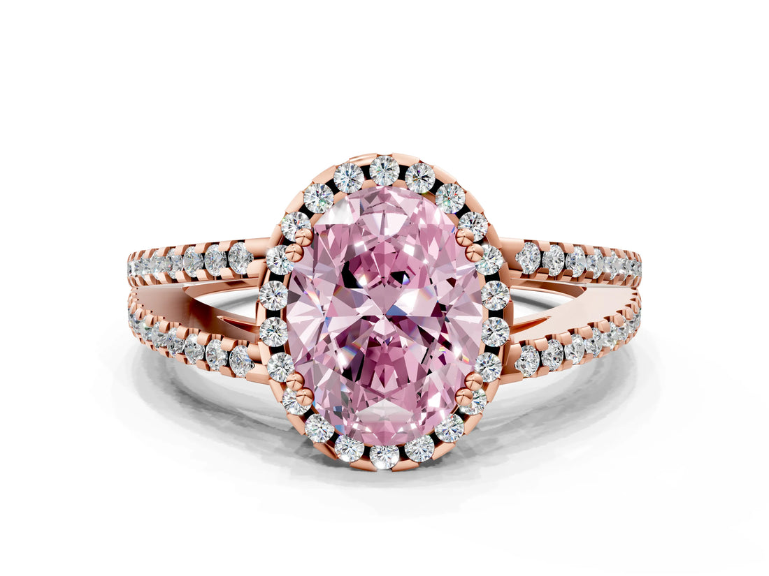 Rose gold Fancy Pink Oval Cut Diamond Halo Split Shank Engagement Ring_60