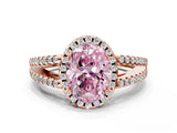 Rose gold Fancy Pink Oval Cut Diamond Halo Split Shank Engagement Ring_60