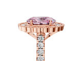 Rose gold Fancy Pink Oval  Cut Diamond Milgrain Floral Halo Engagement Ring with Pavé Band_20